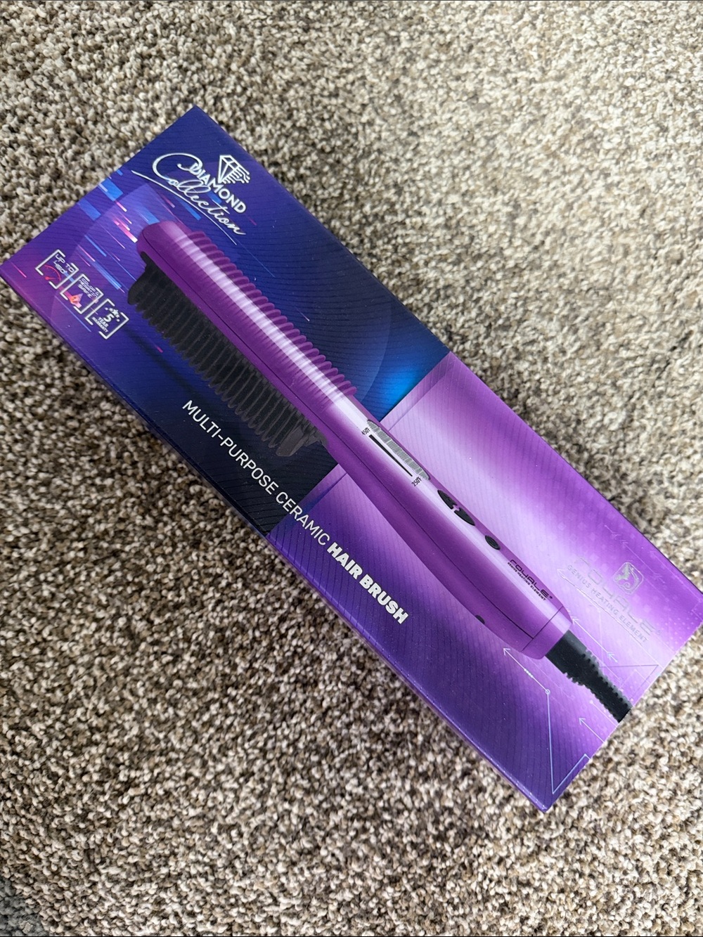 Purple Multi-Purpose Ceramic Hair Brush - Electronics Cell Phones & Accessories